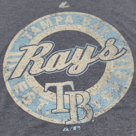 Majestic Top Size Medium M Tampa Bay Rays T-Shirt MLB Graphic Print T-Shirt Blue - Picture 4 of 6
